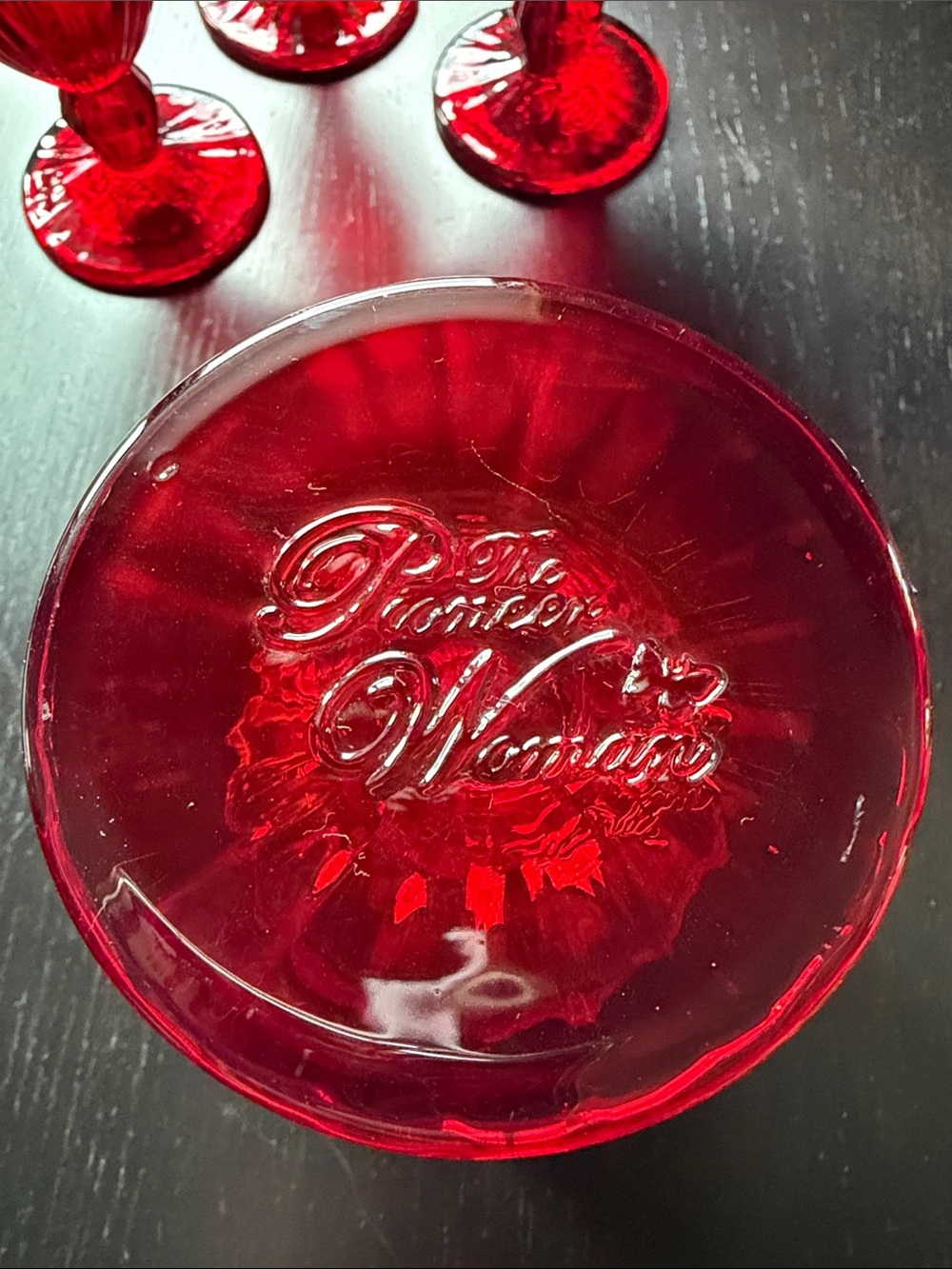 Pioneer Woman Adeline Ruby Red Water Goblet 12 oz. discontinued Perfect set of 4 - Picture 4 of 7